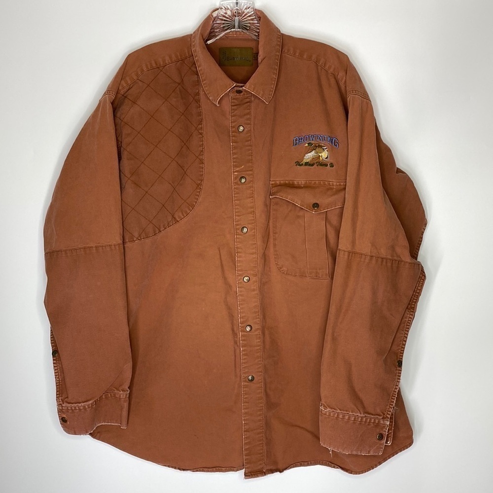 Vintage Browning Duck Hunting Shooting Button Up Shirt XL Grunge